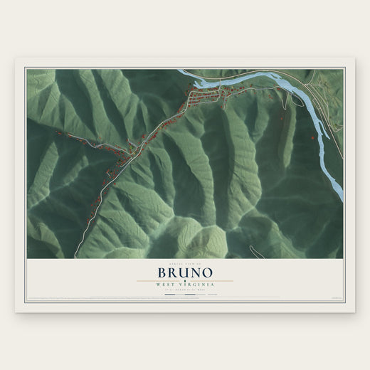 Bruno, West Virginia map print, the full design