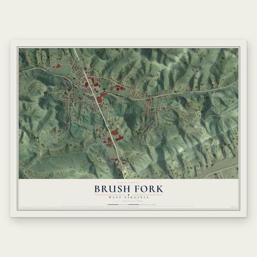 Brush Fork, West Virginia map print, the full design