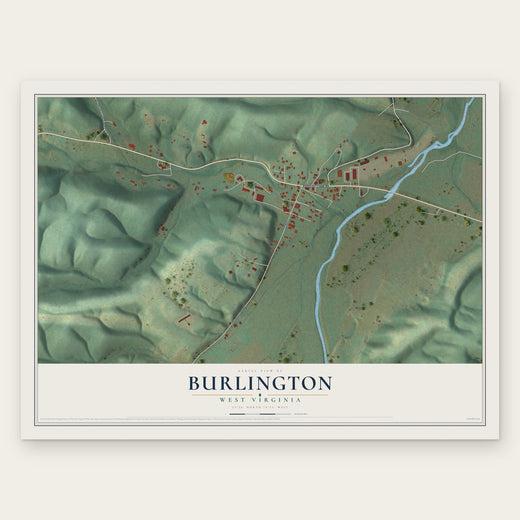 Burlington, West Virginia map print, the full design