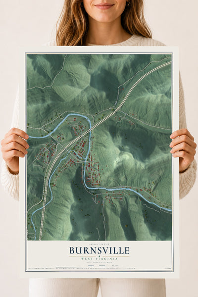 Map of Burnsville, West Virginia, 18 x 24 inch unframed archival matte print