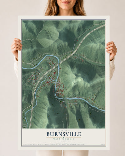 Map of Burnsville, West Virginia, 24 x 36 inch unframed archival matte print