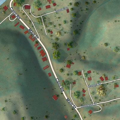 Second close-up of the map of Cairo, West Virginia print showing more streets and buildings