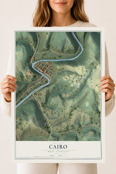 Map of Cairo, West Virginia, 18 x 24 inch unframed archival matte print