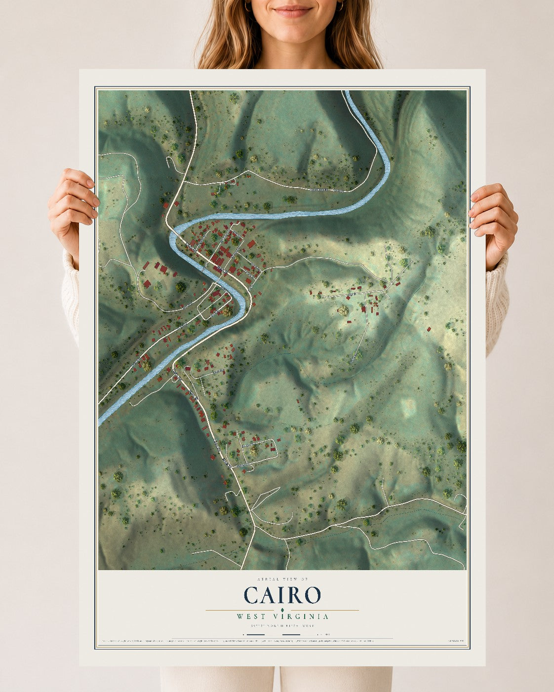 Map of Cairo, West Virginia, 24 x 36 inch unframed archival matte print