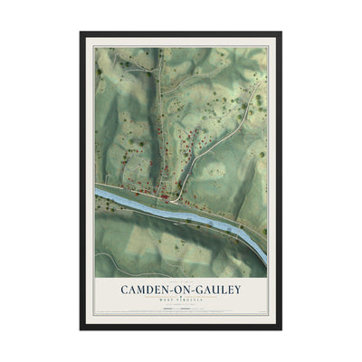 Map of Camden-on-Gauley, West Virginia, 12 x 18 inch print in a black wood frame