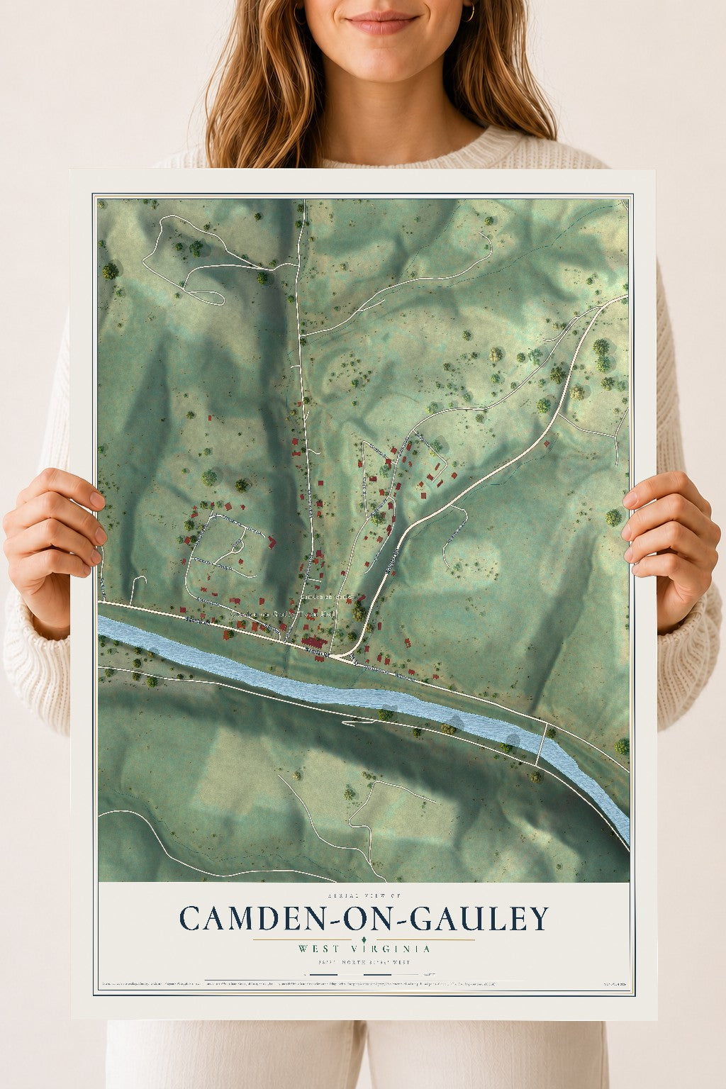 Map of Camden-on-Gauley, West Virginia, 18 x 24 inch unframed archival matte print