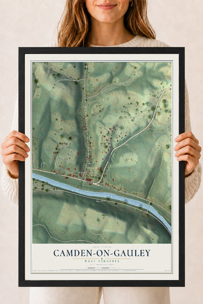 Map of Camden-on-Gauley, West Virginia, 18 x 24 inch print in a black wood frame