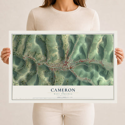 Map of Cameron, West Virginia, 12 x 18 inch unframed archival matte print