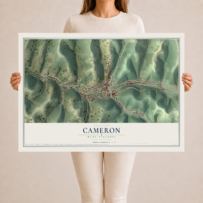 Map of Cameron, West Virginia, 24 x 36 inch unframed archival matte print