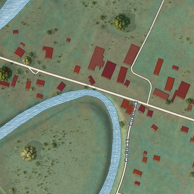 Second close-up of the map of Capon Bridge, West Virginia print showing more streets and buildings