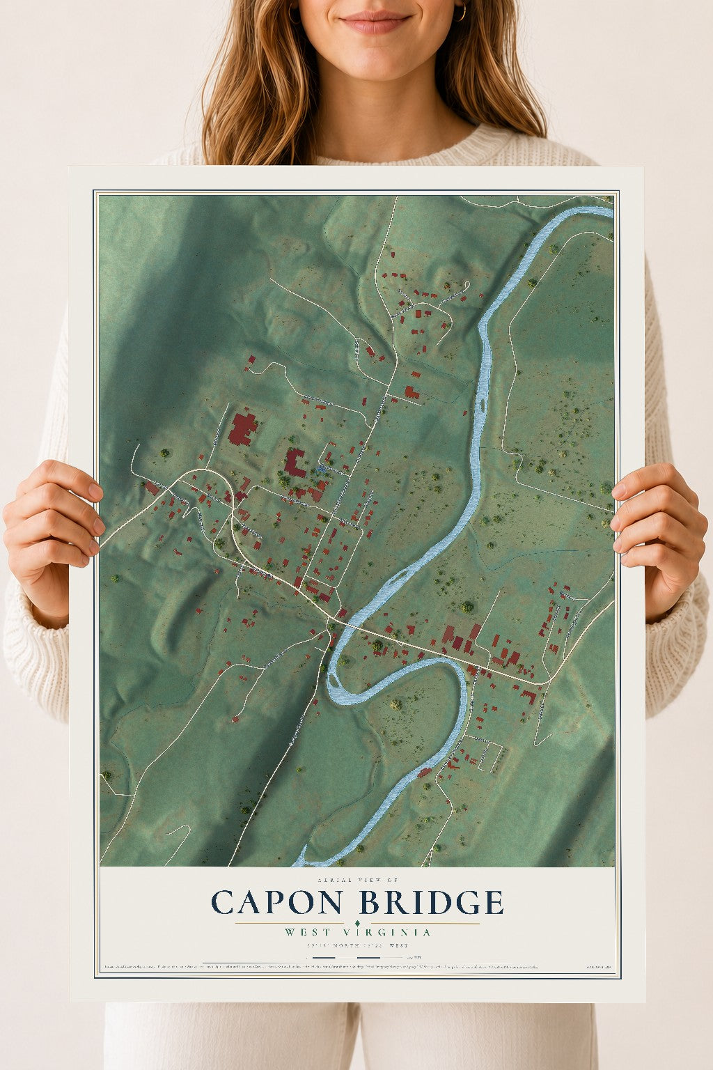 Map of Capon Bridge, West Virginia, 18 x 24 inch unframed archival matte print