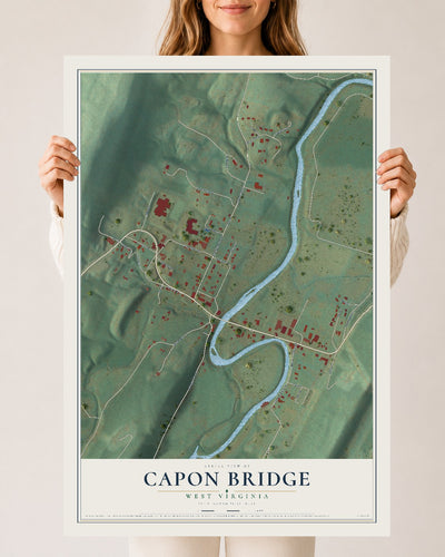 Map of Capon Bridge, West Virginia, 24 x 36 inch unframed archival matte print
