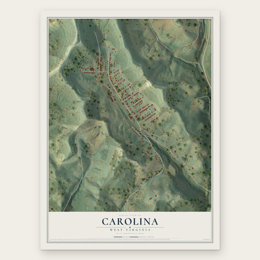 Carolina, West Virginia map print, the full design