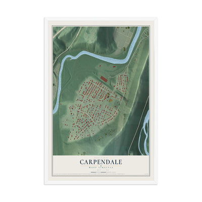 Map of Carpendale, West Virginia, 12 x 18 inch print in a white wood frame