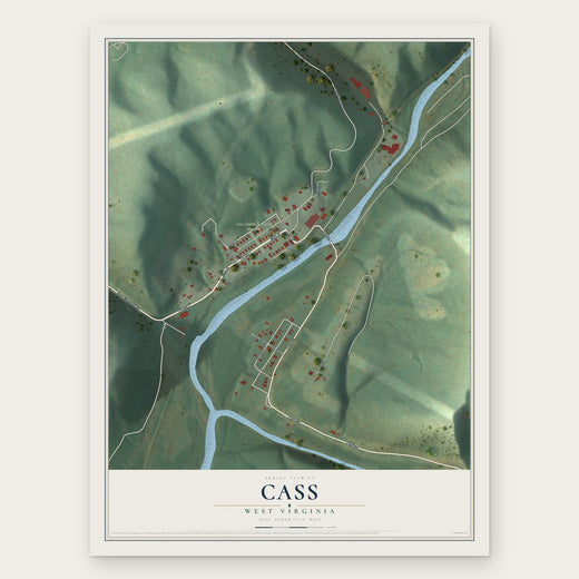 Cass, West Virginia map print, the full design