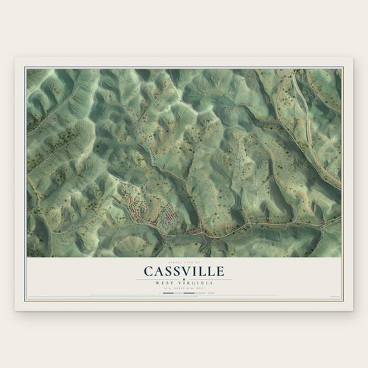 Cassville, West Virginia map print, the full design