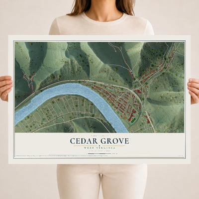 Map of Cedar Grove, West Virginia, 18 x 24 inch unframed archival matte print