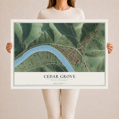 Map of Cedar Grove, West Virginia, 24 x 36 inch unframed archival matte print