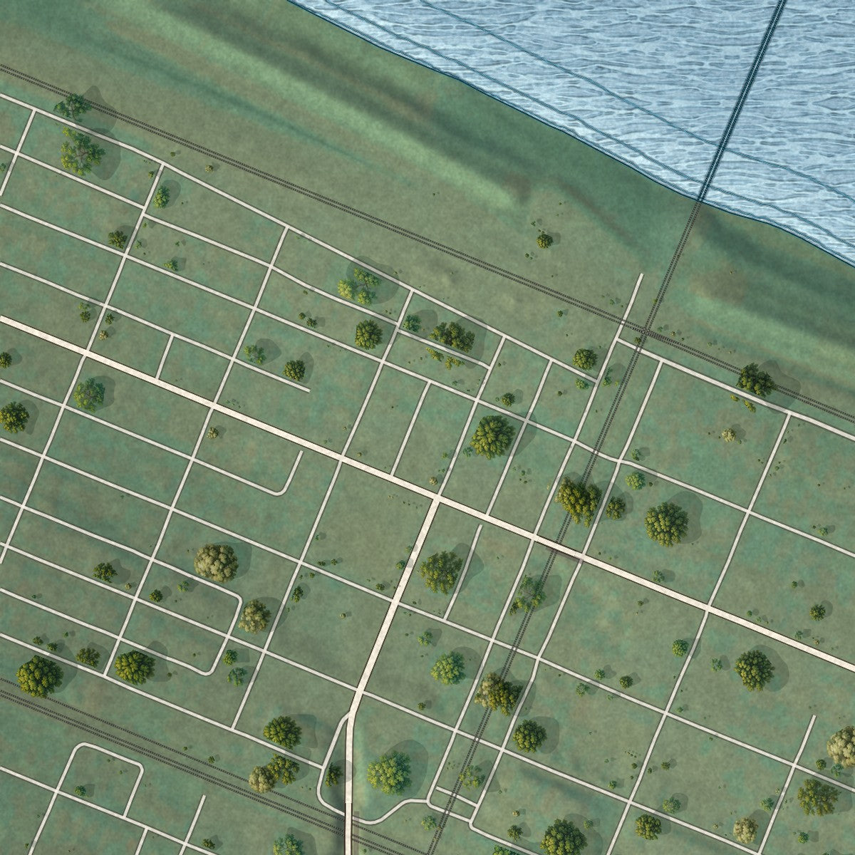 Second close-up of the map of Ceredo, West Virginia print showing more streets and buildings