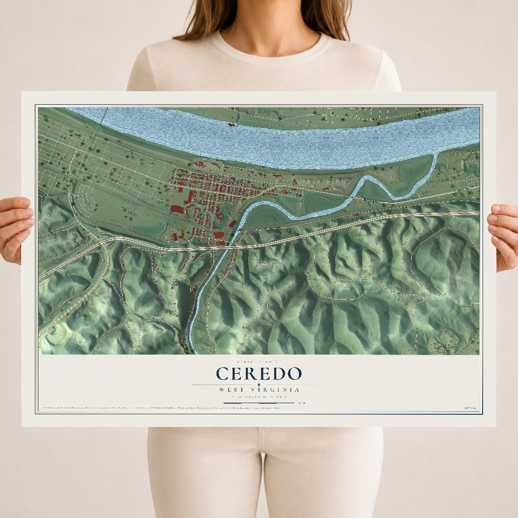 Map of Ceredo, West Virginia, 18 x 24 inch unframed archival matte print
