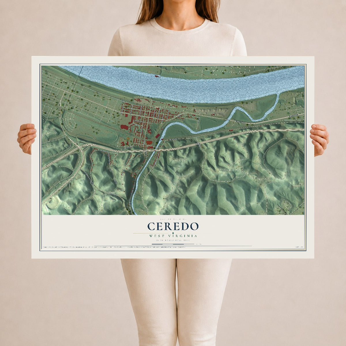 Map of Ceredo, West Virginia, 24 x 36 inch unframed archival matte print