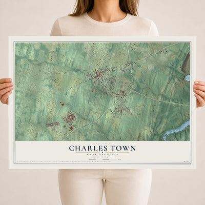 Map of Charles Town, West Virginia, 18 x 24 inch unframed archival matte print