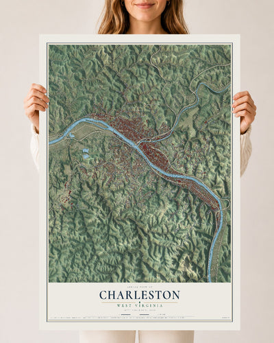Map of Charleston, West Virginia, 24 x 36 inch unframed archival matte print