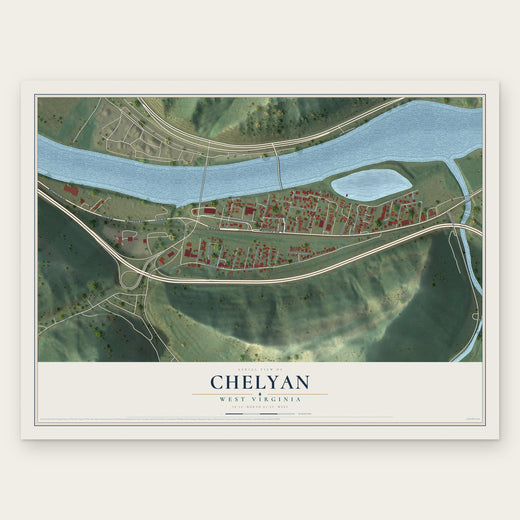 Chelyan, West Virginia map print, the full design
