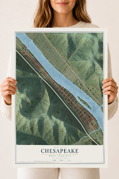 Map of Chesapeake, West Virginia, 18 x 24 inch unframed archival matte print