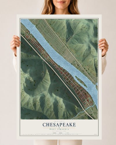 Map of Chesapeake, West Virginia, 24 x 36 inch unframed archival matte print