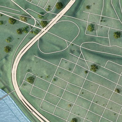 Second close-up of the map of Chester, West Virginia print showing more streets and buildings