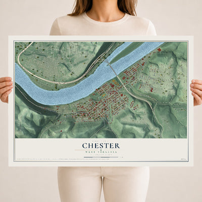 Map of Chester, West Virginia, 18 x 24 inch unframed archival matte print