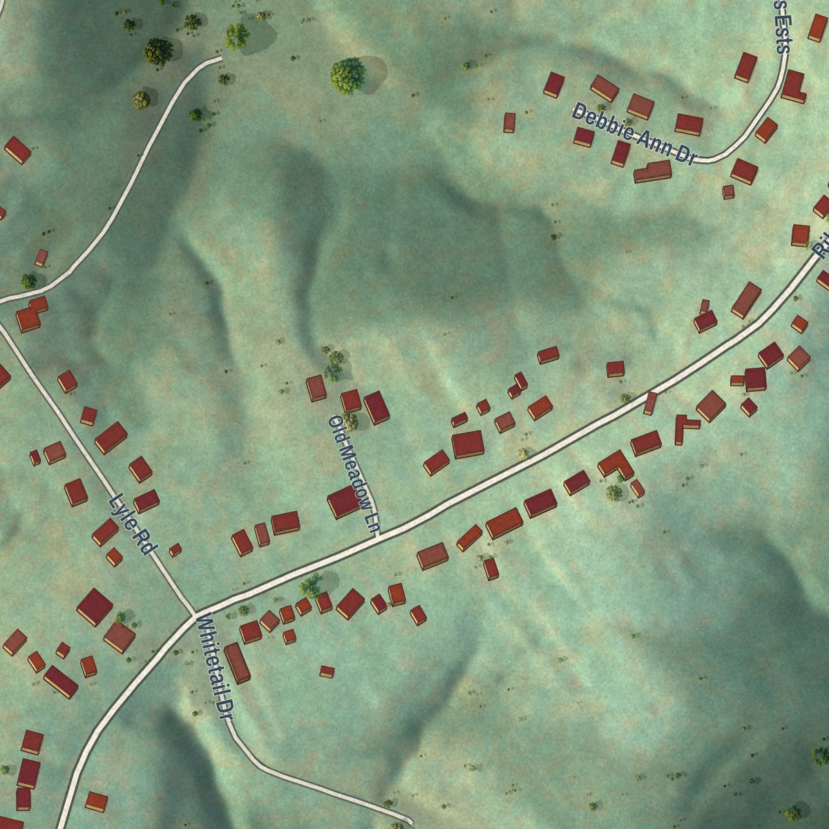 Close-up of the map of Clearview, West Virginia print showing street and building detail