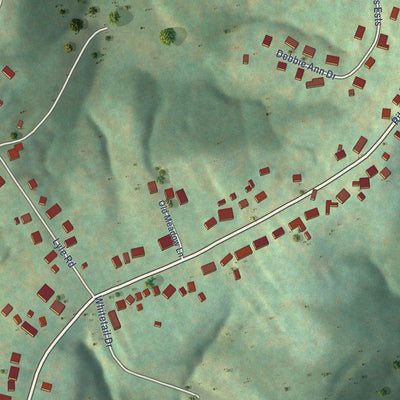 Close-up of the map of Clearview, West Virginia print showing street and building detail