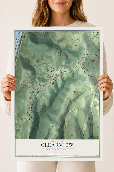Map of Clearview, West Virginia, 18 x 24 inch unframed archival matte print