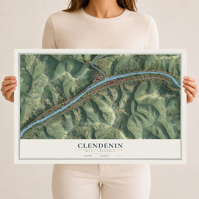 Map of Clendenin, West Virginia, 12 x 18 inch unframed archival matte print
