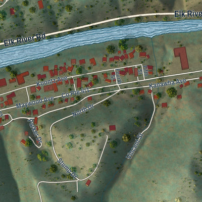 Second close-up of the map of Clendenin, West Virginia print showing more streets and buildings