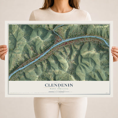 Map of Clendenin, West Virginia, 18 x 24 inch unframed archival matte print