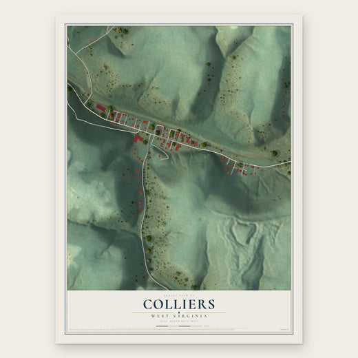 Colliers, West Virginia map print, the full design
