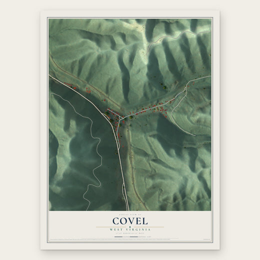 Covel, West Virginia map print, the full design