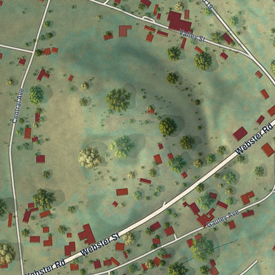 Second close-up of the map of Cowen, West Virginia print showing more streets and buildings