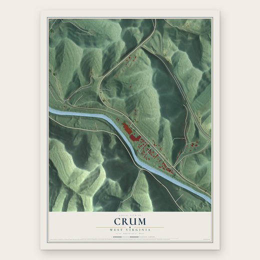Crum, West Virginia map print, the full design