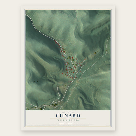 Cunard, West Virginia map print, the full design