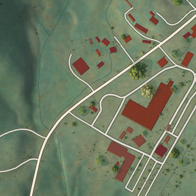 Close-up of the map of Dailey, West Virginia print showing street and building detail