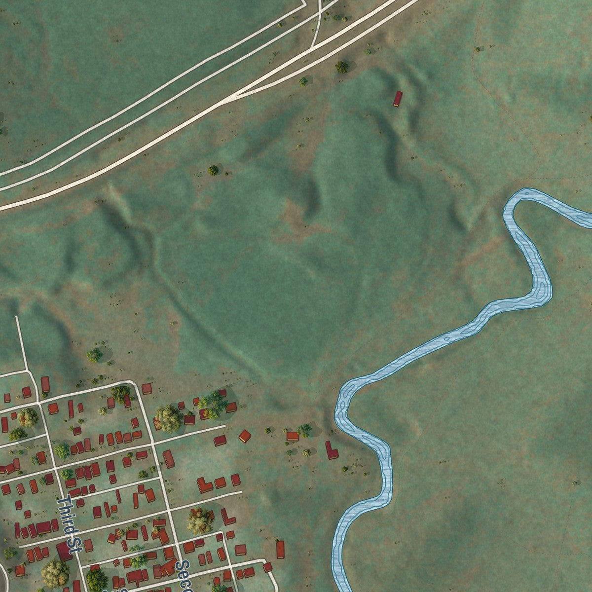 Second close-up of the map of Davis, West Virginia print showing more streets and buildings