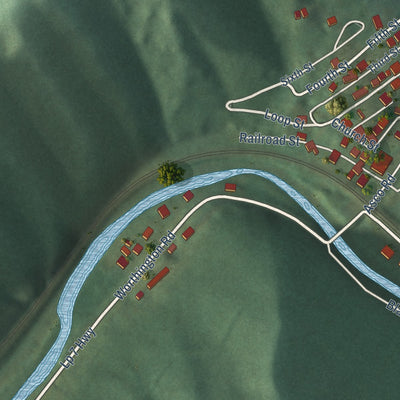 Second close-up of the map of Davy, West Virginia print showing more streets and buildings