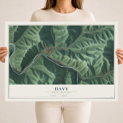 Map of Davy, West Virginia, 18 x 24 inch unframed archival matte print