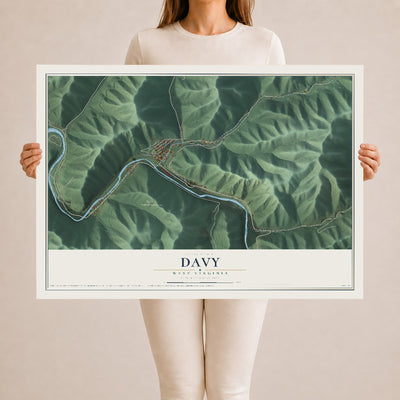 Map of Davy, West Virginia, 24 x 36 inch unframed archival matte print