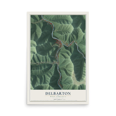 Map of Delbarton, West Virginia, 12 x 18 inch unframed archival matte print