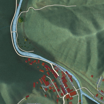 Close-up of the map of Delbarton, West Virginia print showing street and building detail